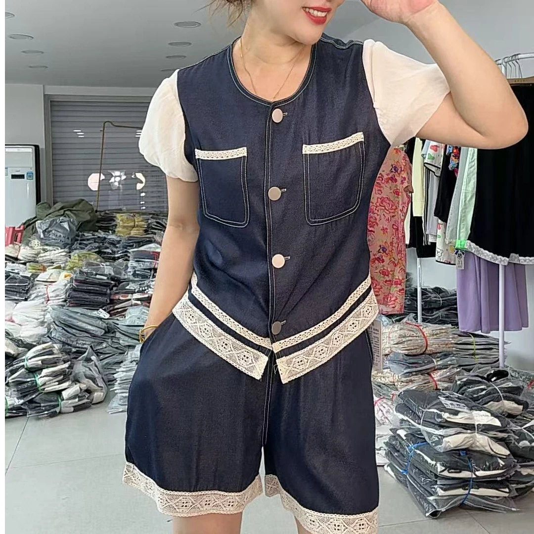 2700大码女装夏季新款牛仔两件套