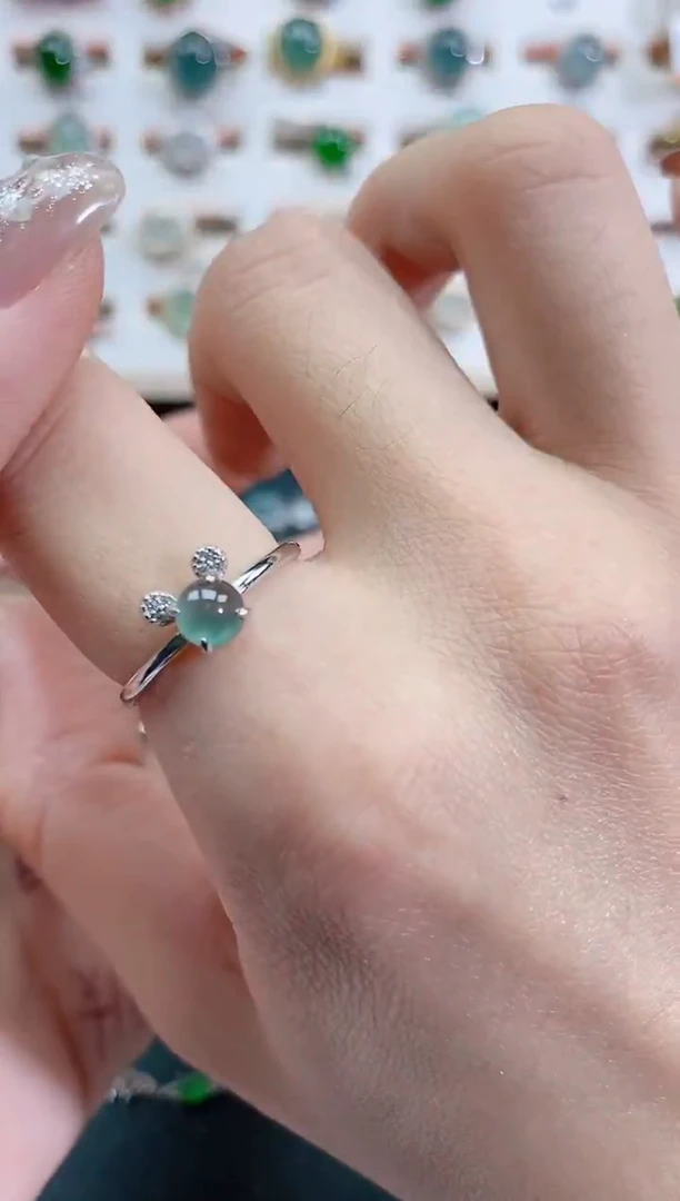 银S925镶嵌戒指翡翠天然翡翠