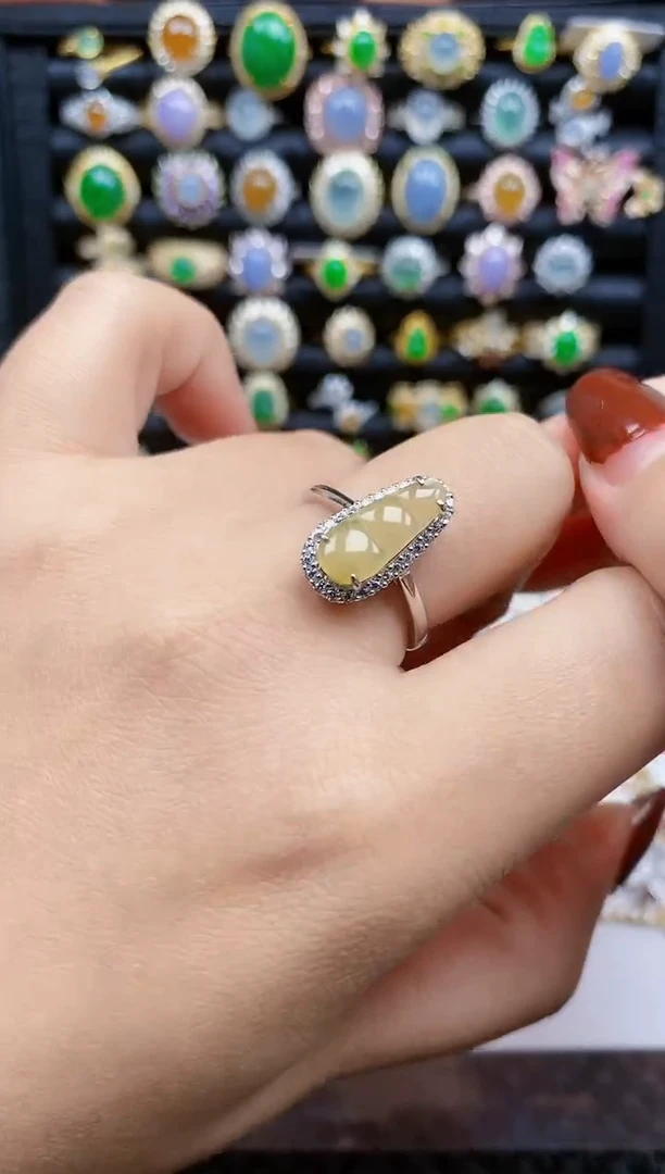 银S925镶嵌戒指翡翠405