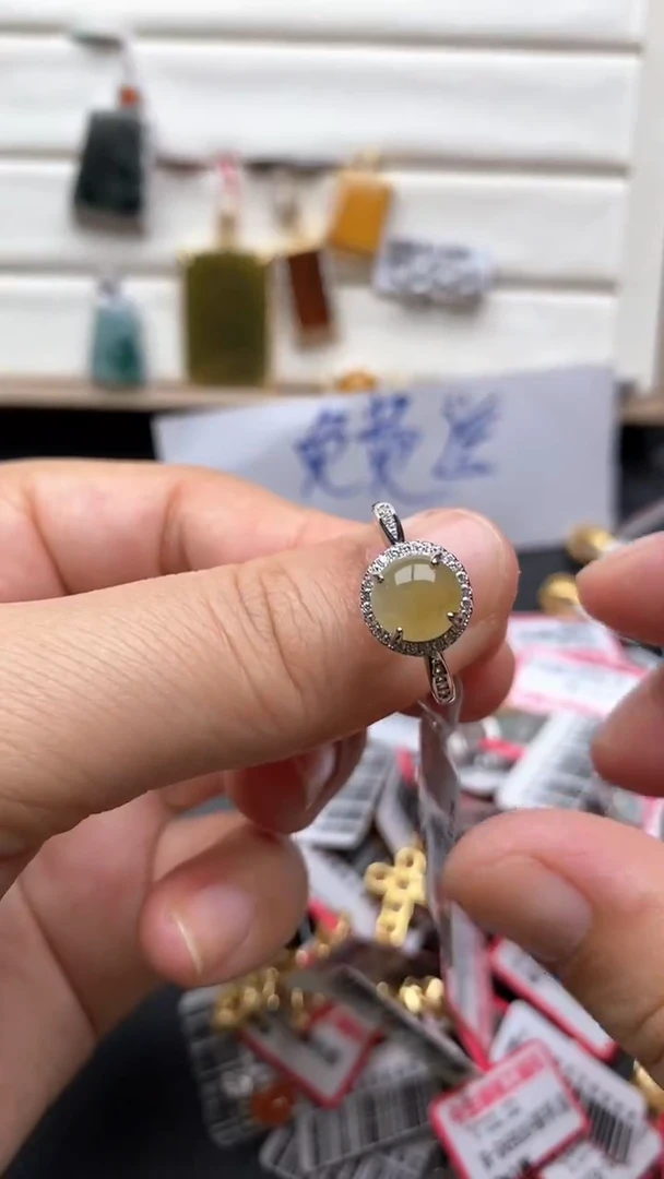 银S925镶嵌戒指翡翠1