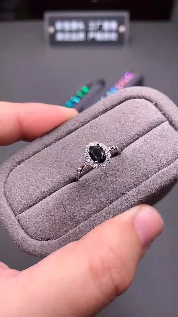 戒指蓝宝石14K金镶嵌...