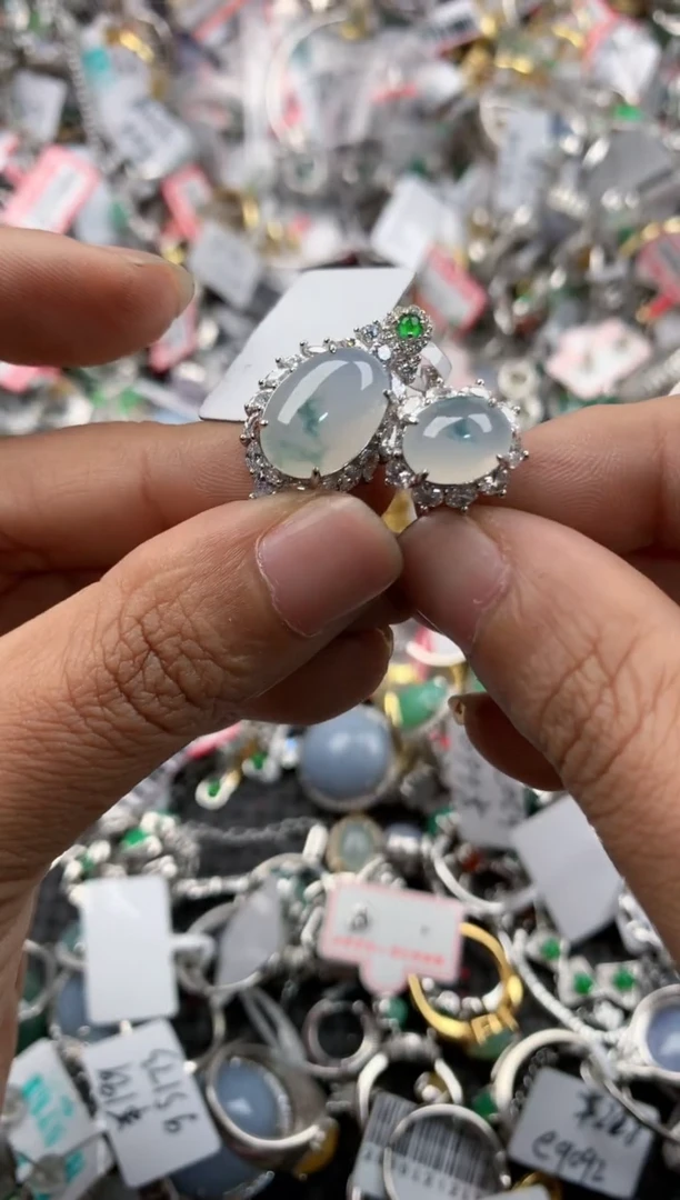 银S925镶嵌戒指翡翠999                  2