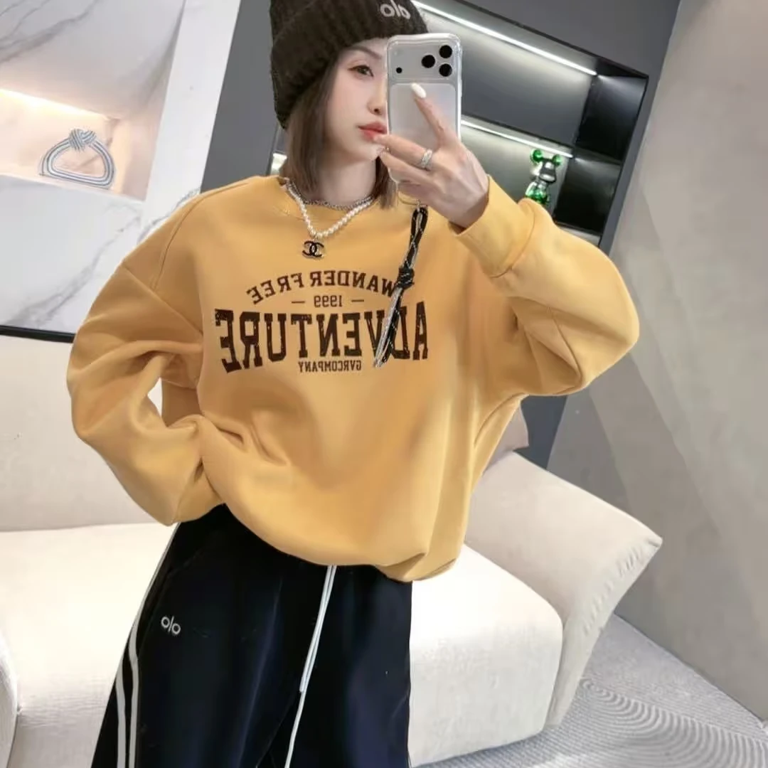 熙薇【冒险漫章】2025冬季新款时尚百搭加绒抽绳卫衣H6334