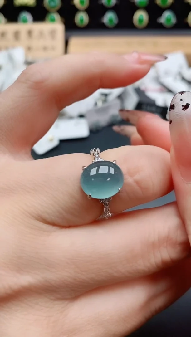 银S925镶嵌戒指翡翠1