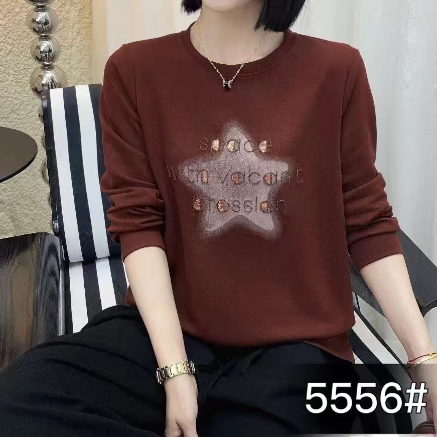 小施家时尚显瘦星图工艺字母加绒卫衣809