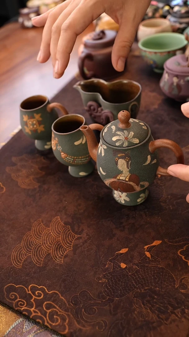 茶壶紫砂只此青绿一壶两杯