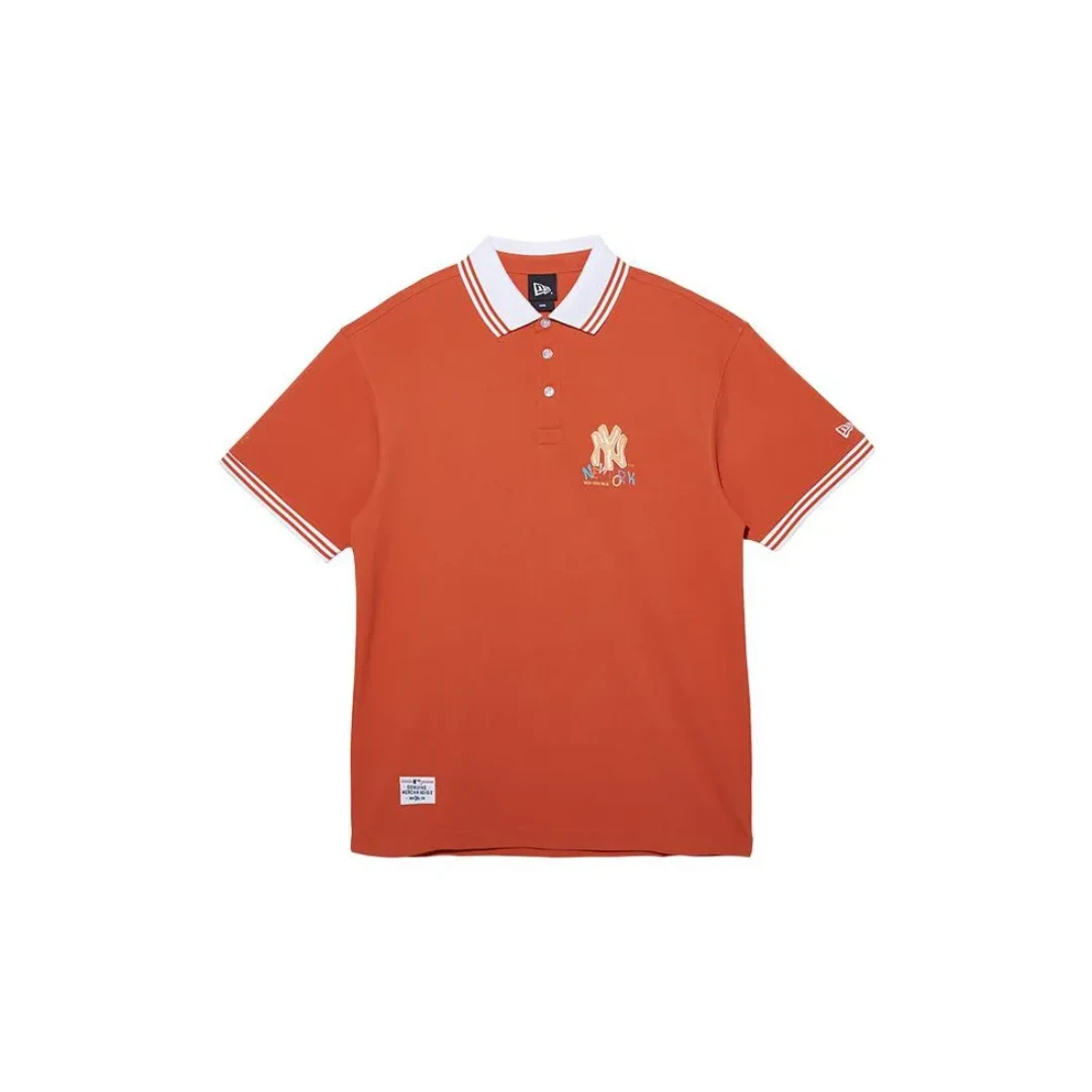 New Era Logo字母印花刺绣短袖Polo衫 男款 橙色13280338