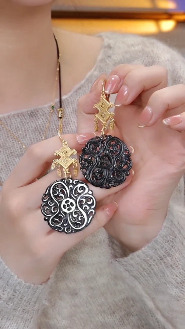 颈饰银S925镶嵌翡翠国风