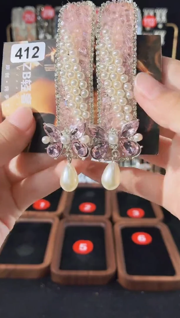 仿水晶铁合金412原创发夹一对