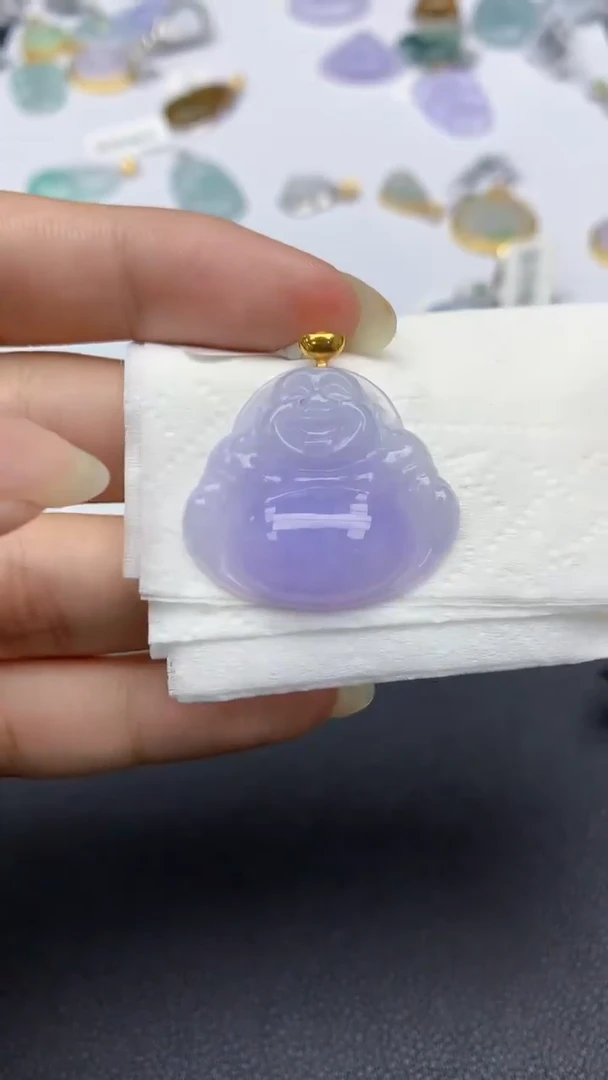 颈饰18K金镶嵌翡翠天然缅甸a货翡翠百元以上9元证书费自理