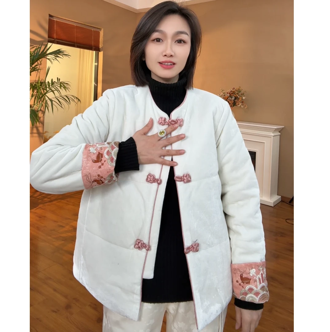 [痕至]Q229长袖加厚复古女士加棉外套中式时尚女款国风棉服