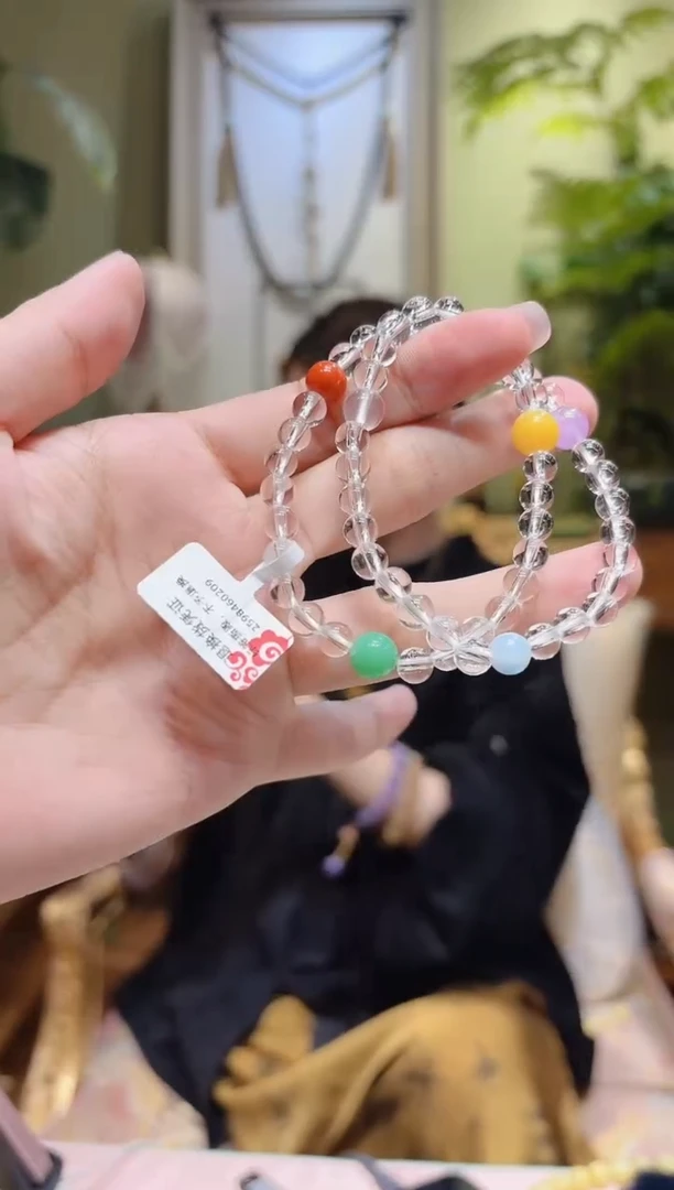 【闪购商品】水晶手串未镶嵌五彩珠白水晶手串2圈