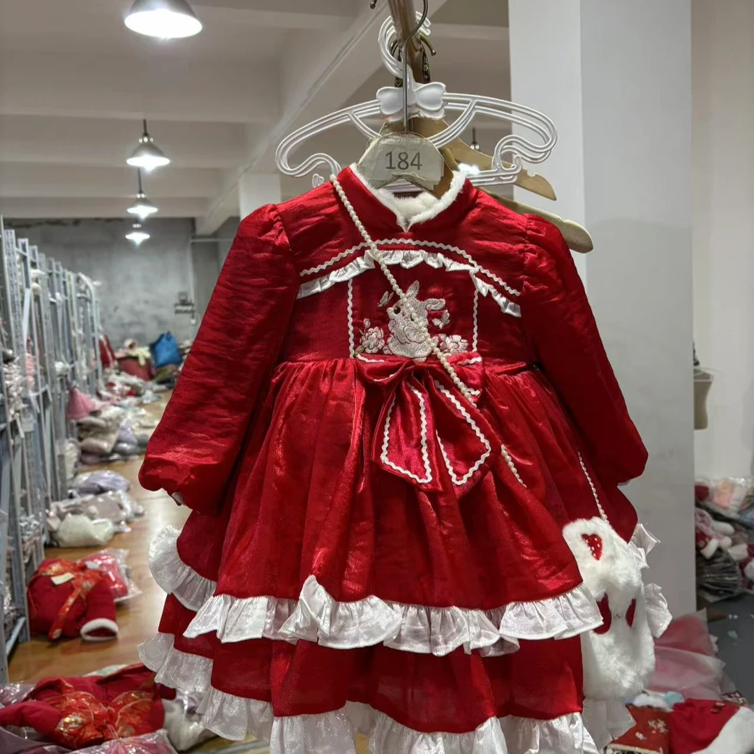 惜韩（327）好看连衣裙红色加绒秋冬女孩女童长袖