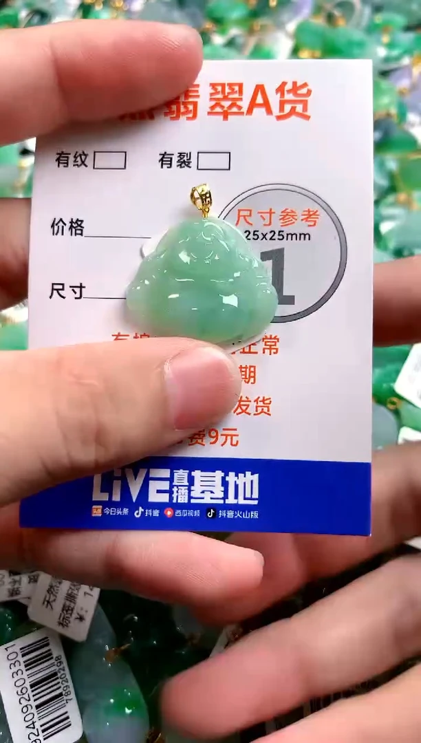 颈饰18K金镶嵌翡翠0734789839