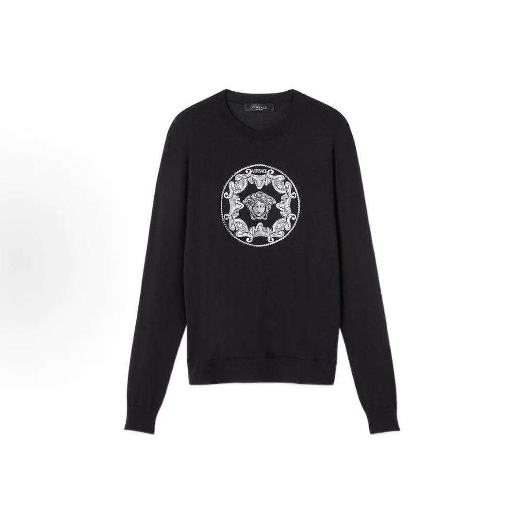 未使用 VERSACE/范思哲 全新 美杜莎图案印花针织圆领长袖 毛衣