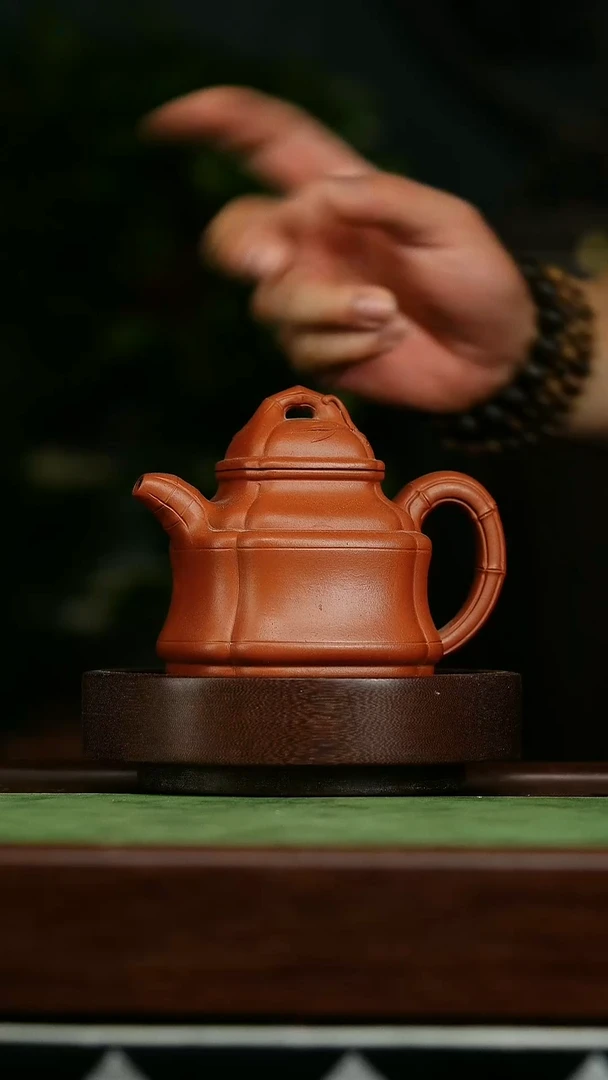 茶壶紫砂b18朱泥竹鼎壶*朱学勤
