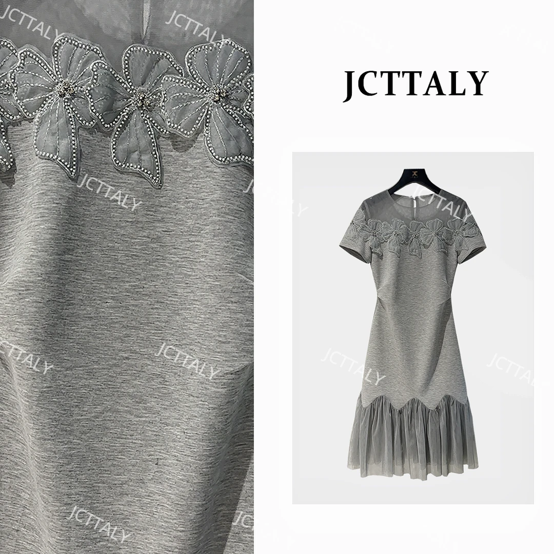 【宠粉价】法式温柔花朵拼接纱裙透气收腰夏季新款连衣裙女JC-A4174