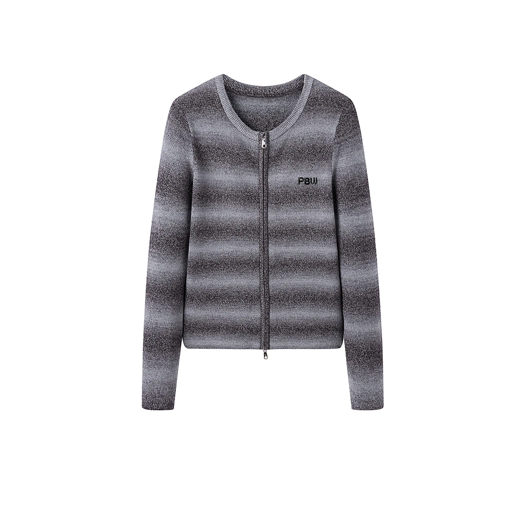 女装针织衫新款渐变条纹线开衫A1EDE4157