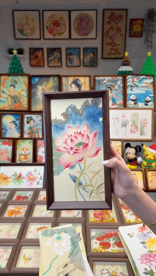 国画蓝染荷花 手绘国画27