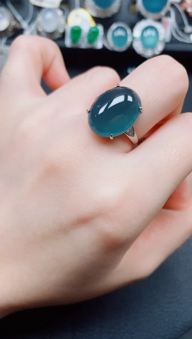 银S925镶嵌戒指翡翠翡翠