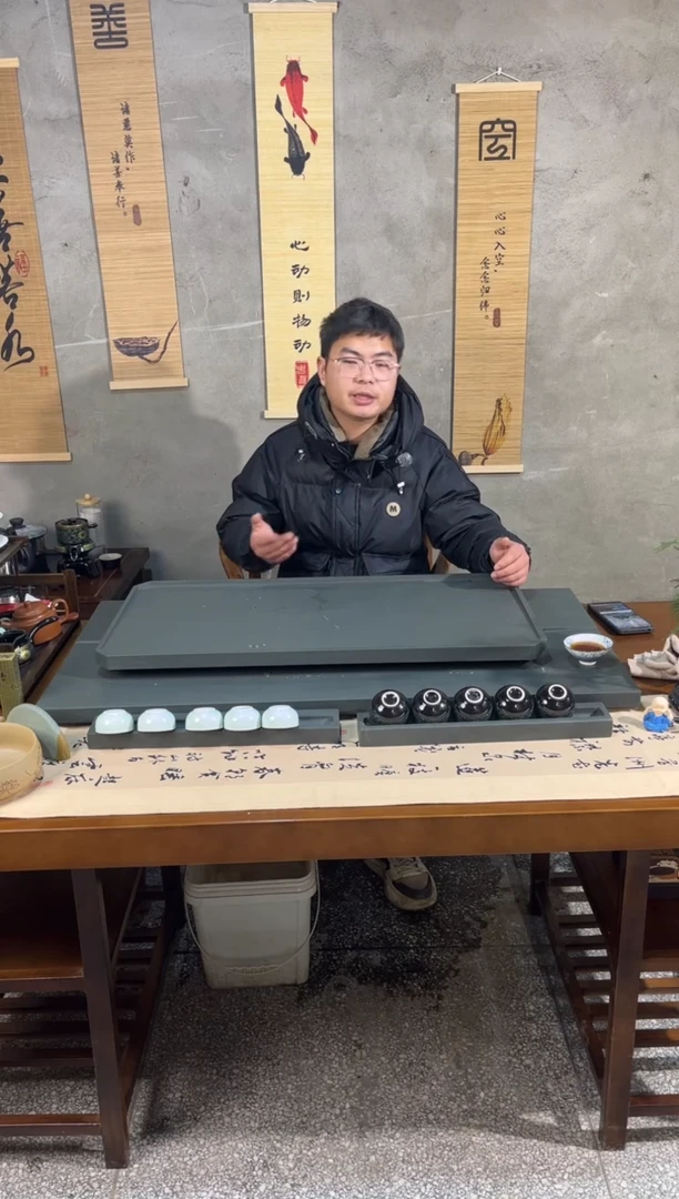 【闪购商品】天罗绿天然原石茶盘100*50