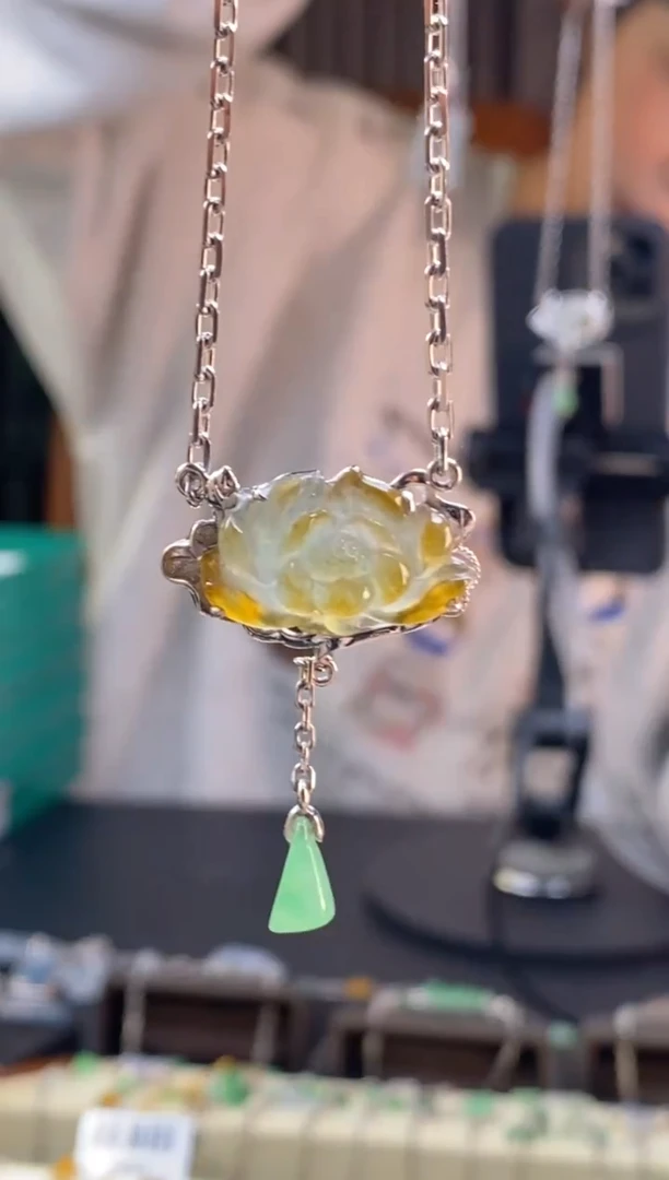 颈饰银S925镶嵌翡翠19253