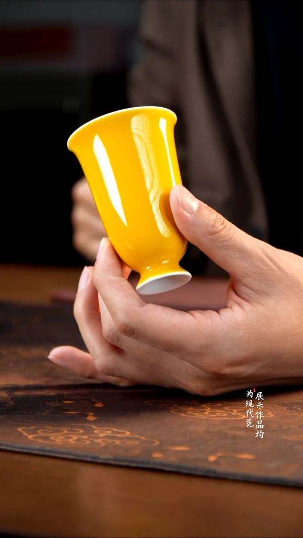 观澹陶瓷直播专享鸡油黄闻香杯