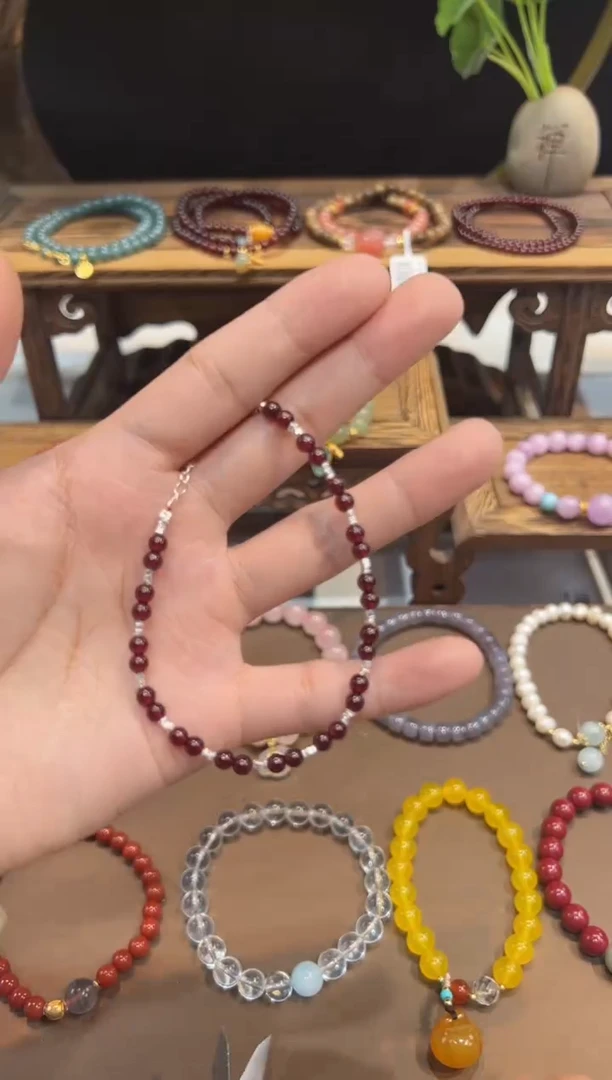 【闪购商品】石榴石手链银S925镶嵌@@手饰