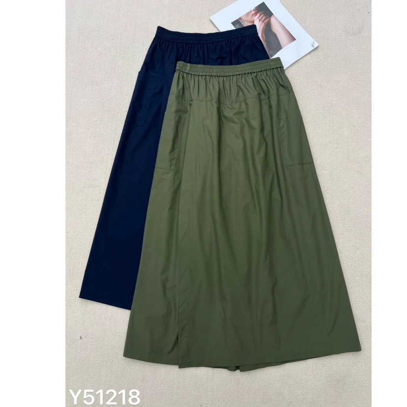 51218高腰半身裙A字松紧腰半身裙夏季A字裙长款