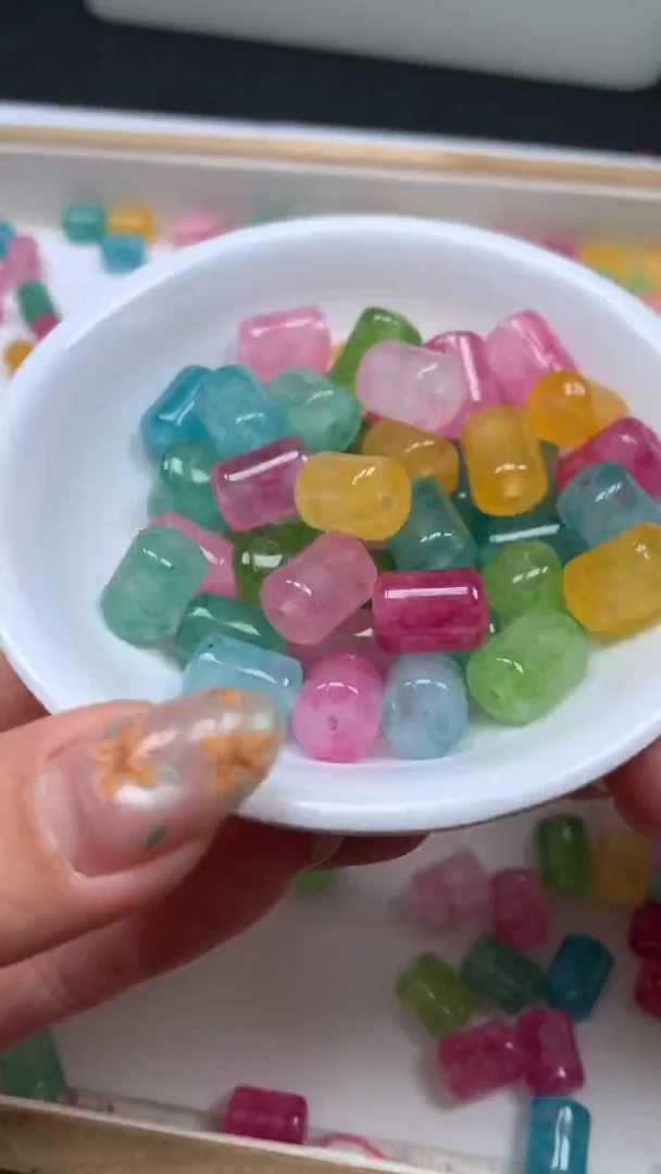 未镶嵌散珠碧玺E99彩虹碧玺 桶珠8*12mm10个9.9元