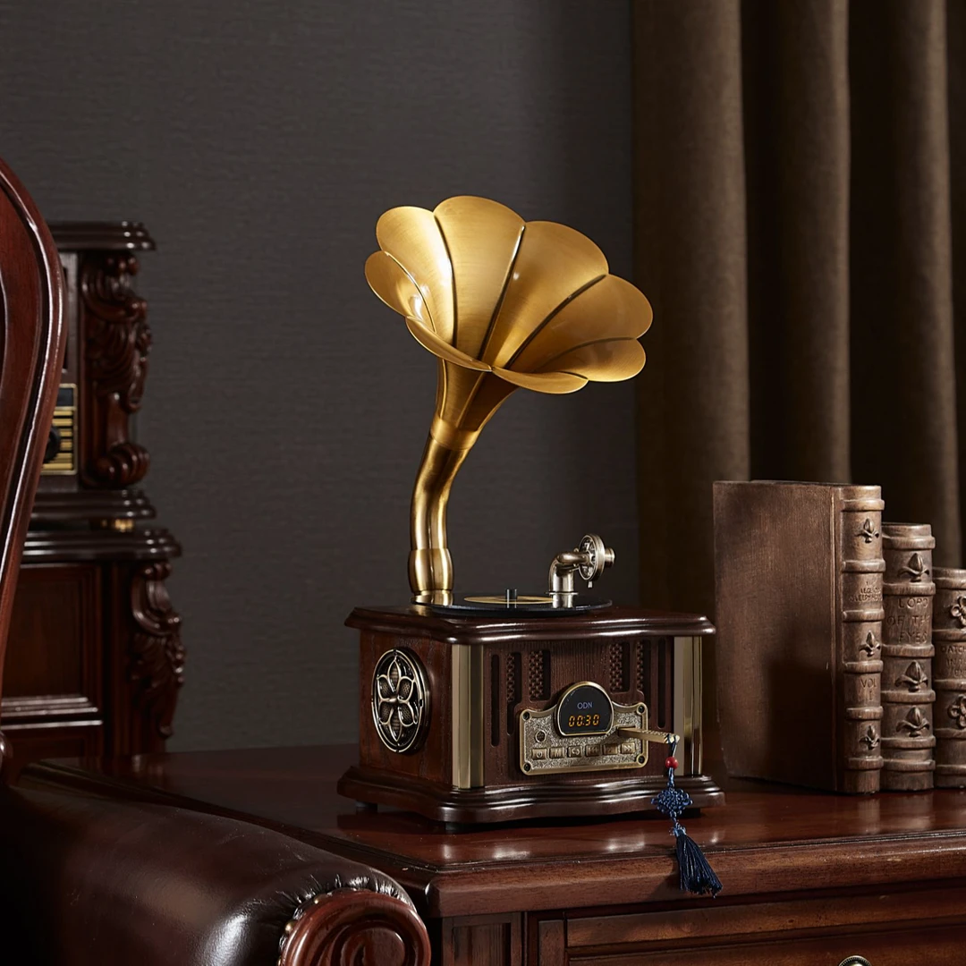 ODN/欧蒂诺仿古迷你留声机蓝牙usb功能充电款送礼音响家居摆件