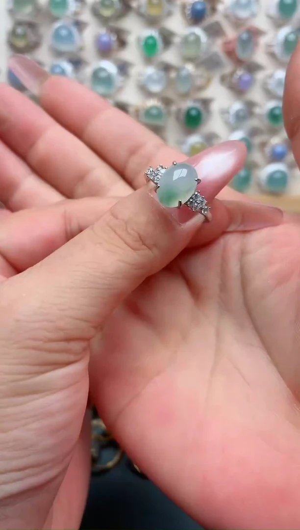 银S925镶嵌戒指翡翠.