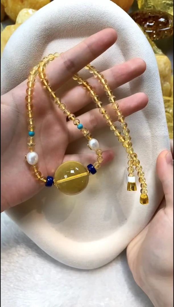 琥珀颈饰未镶嵌项链