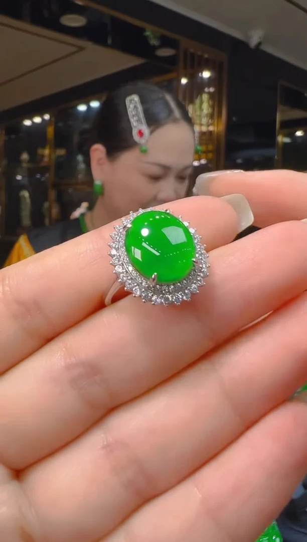 银S925镶嵌戒指翡翠004（多样性发其一）