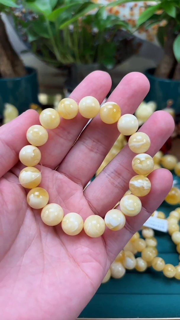 手链蜜蜡未镶嵌【p62】臻品收藏白花蜡单圈 14.22克 11mm