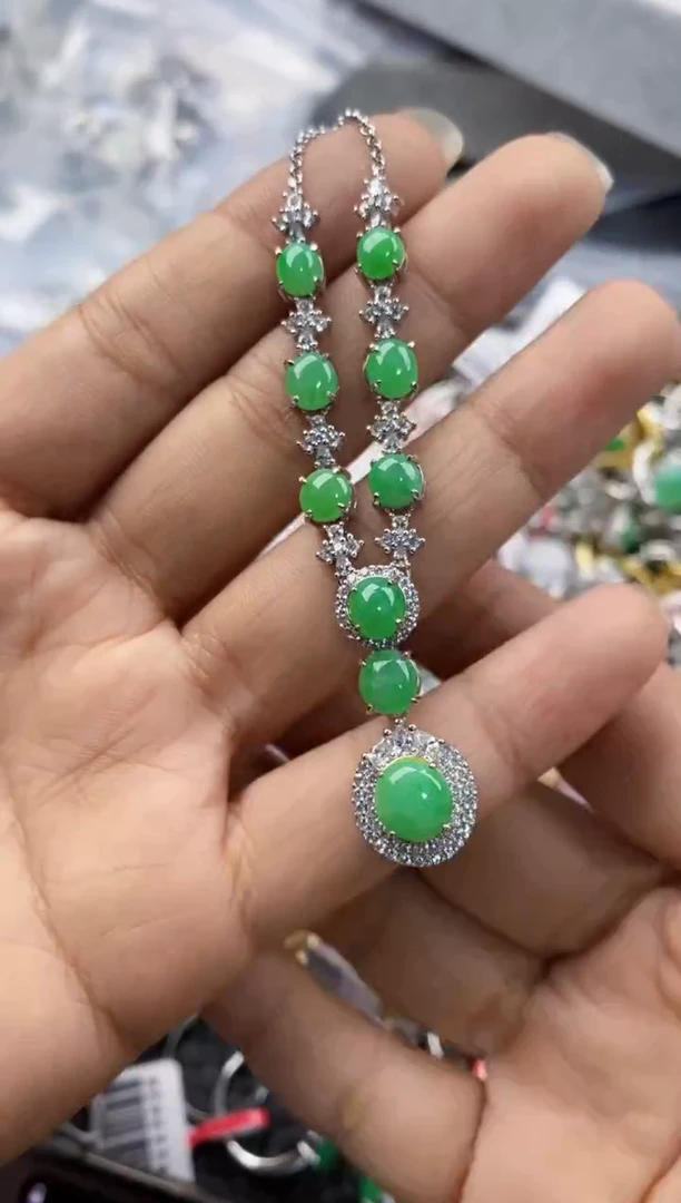 银S925镶嵌戒指翡翠666---6