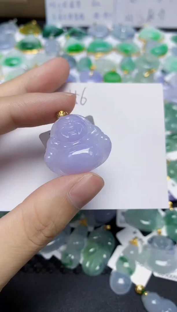 翡翠18K金镶嵌颈饰天然缅甸翡翠A货