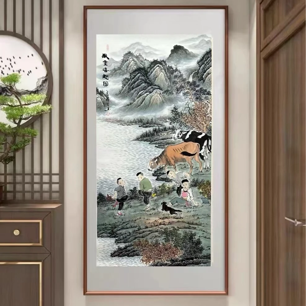 王德峰 《牧童嘻趣图》四尺竖白 170*80cm-长乐