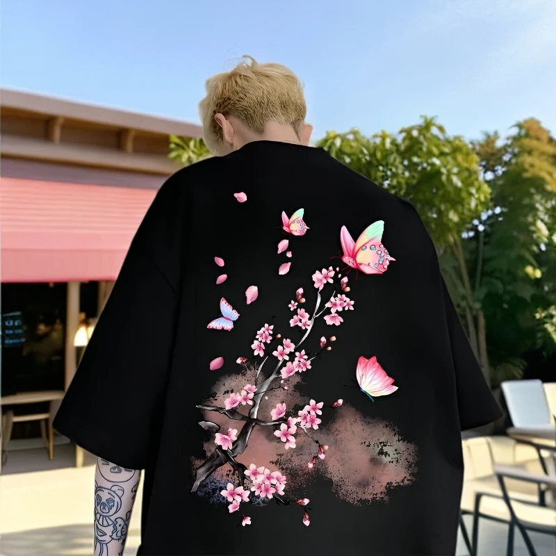 轻奢高级感男装美式爆款纯棉圆领短袖t恤男女新款高街情侣五分袖