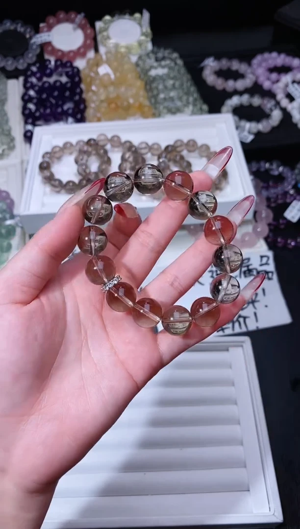 【闪购商品】水晶手链合金124.23茶晶手串 多样性发其一