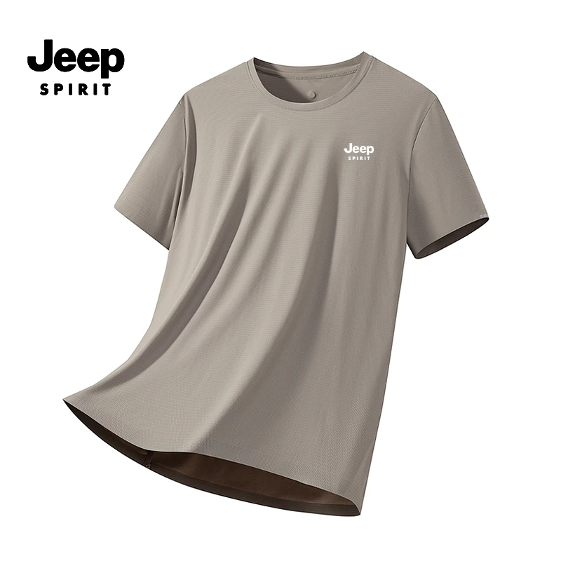 JEEPSPIRIT吉普夏季T恤速干透气冰丝薄款弹力透气情侣速干短袖