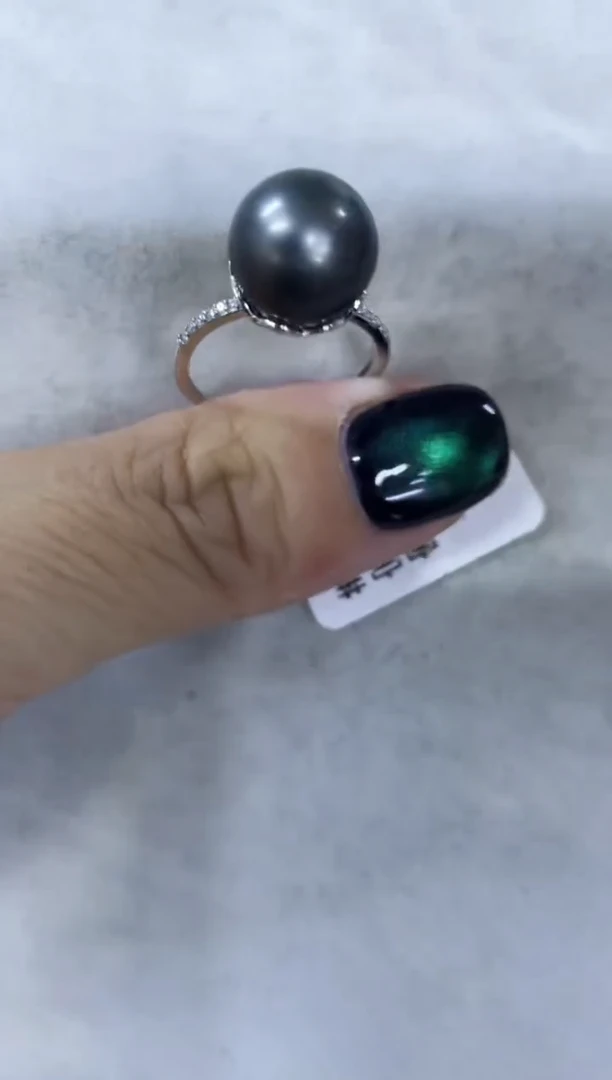 银S925镶嵌戒圈海水珍珠1