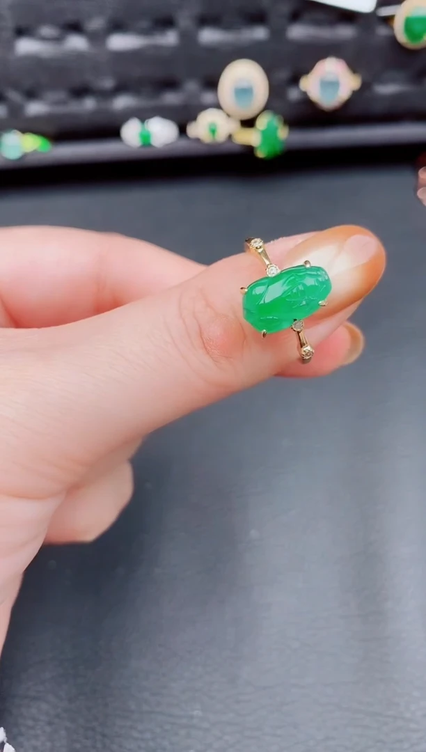 【闪购商品】翡翠戒指银S925镶嵌天然a货翡翠430