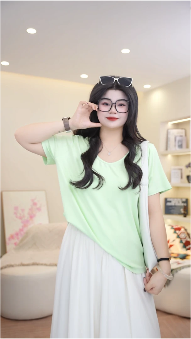 梦丞-胖妹妹短袖夏季2025大码女装百搭T恤宽松显瘦休闲上衣t恤