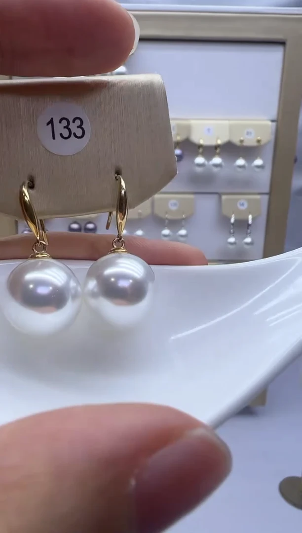 银S925镶嵌耳饰淡水珍珠133