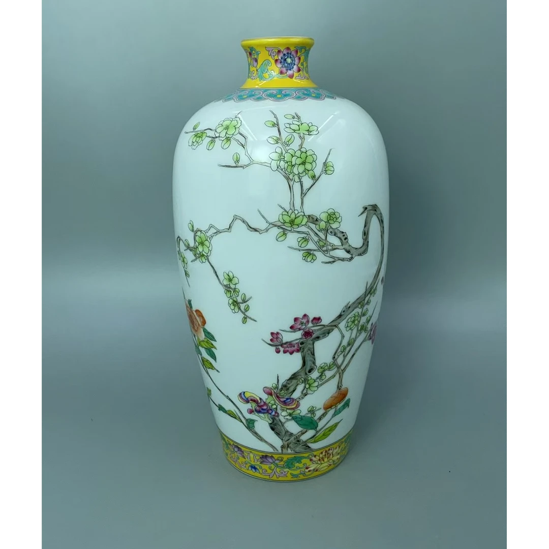 景德镇陶瓷/粉彩/花鸟梅瓶