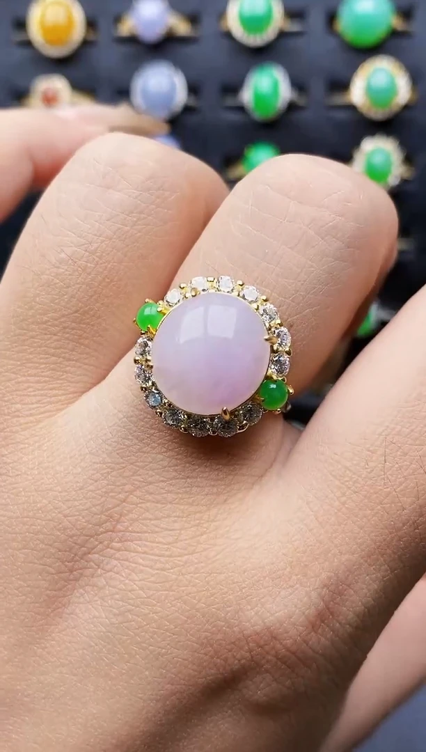 银S925镶嵌戒指翡翠0045