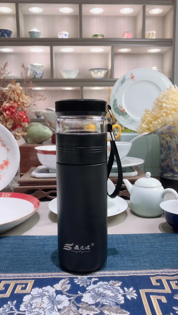 【闪购商品】白瓷负离子保温杯一黑一白