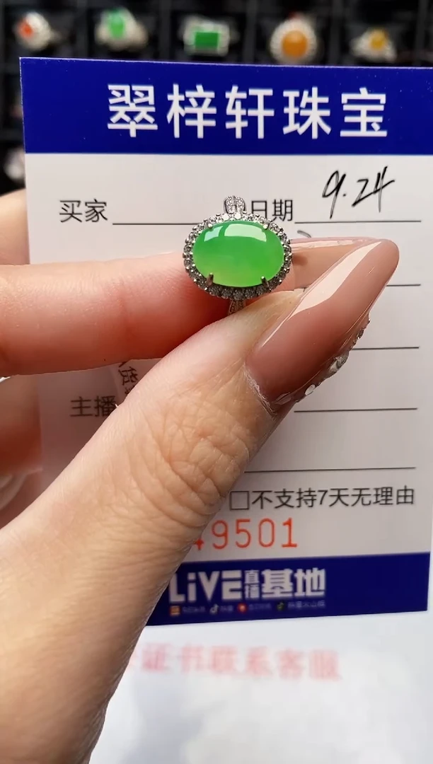 银S925镶嵌戒指翡翠9501