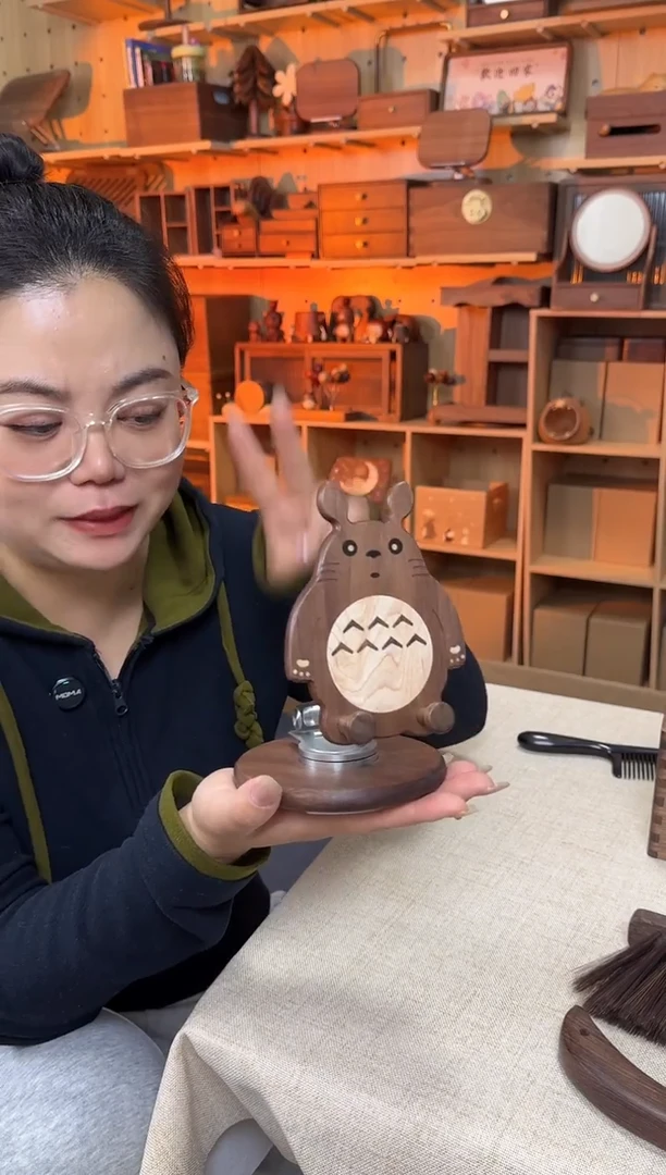 木北美黑胡桃龙猫手机支架